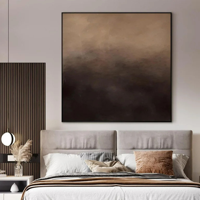 46"x46" XL Framed Wall Art - Moody Abstract Landscape Brown/Beige Tone (Frame Assembly Required) | Walmart (US)