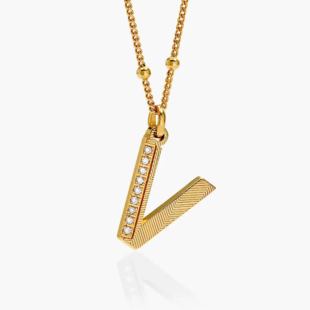 Texture Initials with Diamonds - Gold Vermeil | Oak & Luna (US)
