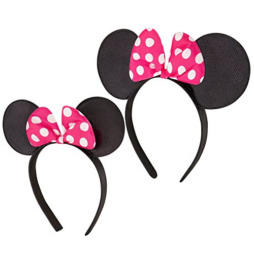 ABG Accessories Girls Minnie Mouse Ears Headbands, Set Of 2 For Mommy Me, Pink Polka Dot | Amazon (US)