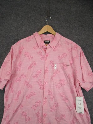 New Hurley One And One Mens Stretch Print Shirt Hawaiian Pink Pineapple Novelty | eBay US