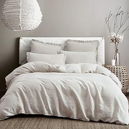 PHF 100% Linen Duvet Cover Set King, Washed Soft French Flax Linen Summer Comforter Cover, Breath... | Amazon (US)