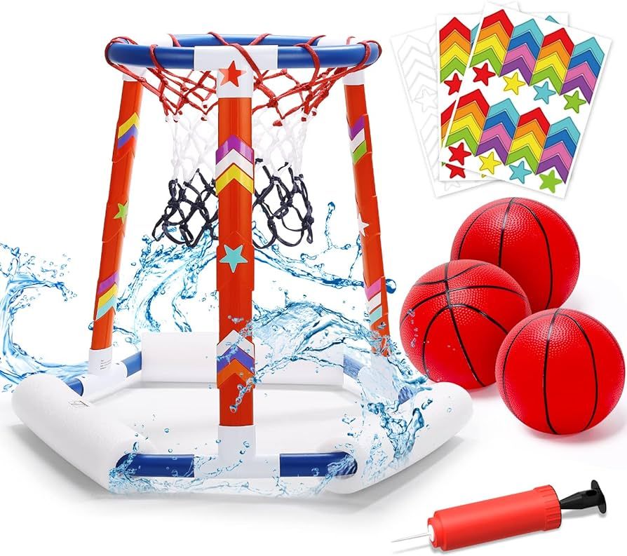 EagleStone Pool Basketball Toys, Floating Basketball Hoop for Pool Game, Inflatable Swimming Pool... | Amazon (US)