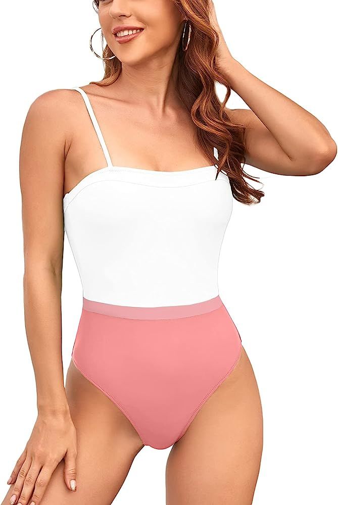 KerryKreey Sports One Piece Swimsuits for Women High Cut High Waisted Tummy Control Bathing Suit ... | Amazon (US)