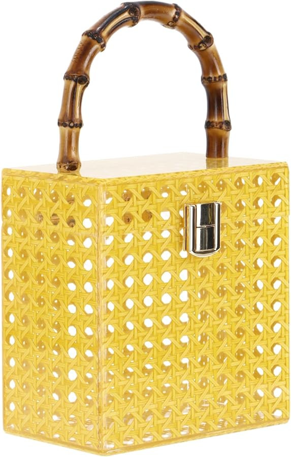 Oweisong Rattan Acrylic Clutch Purse for Women Formal Wedding Evening Handbag Summer Beach Wicker... | Amazon (US)