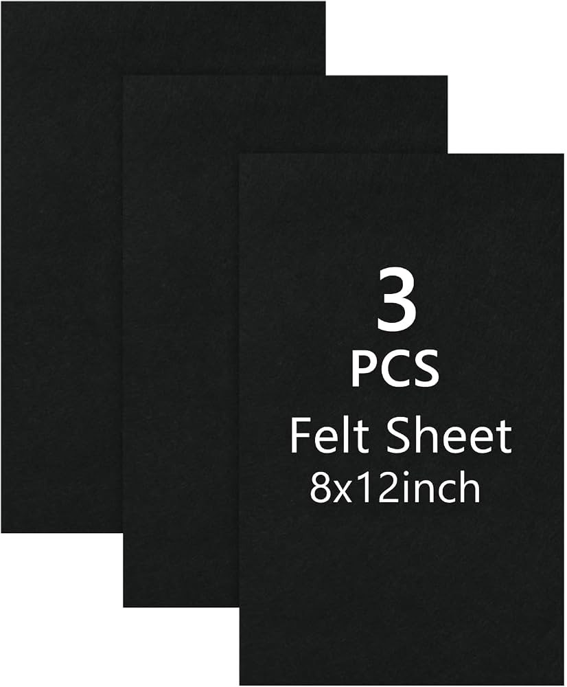8x12 Black Felt Fabric Sheets - 3PCS Felt Squares -1 Colors Soft Felt Squares, 1.5mm Thick for Se... | Amazon (US)