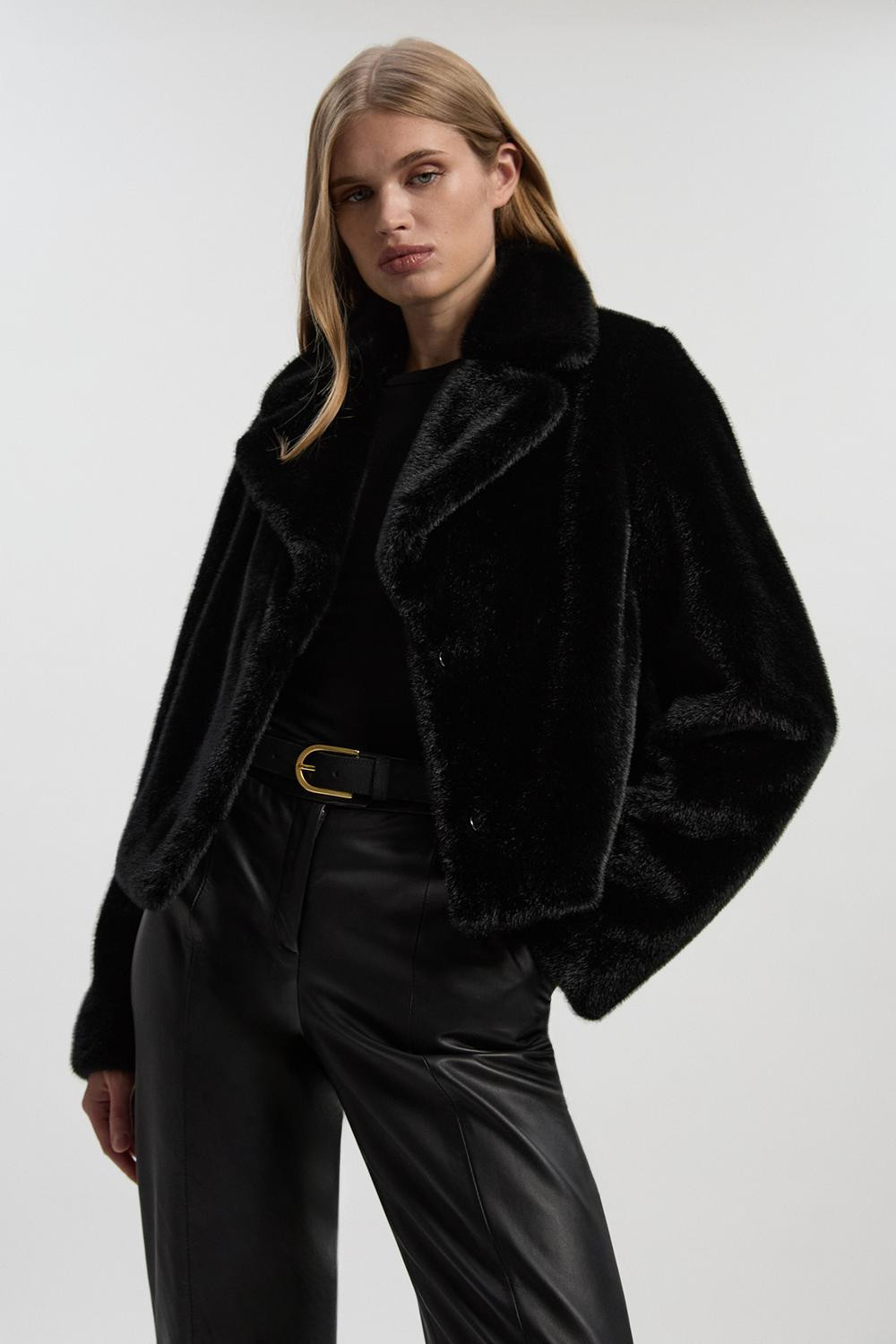 Faux Fur Cropped Jacket | Karen Millen US