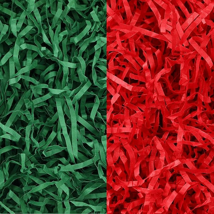 MARFOREVER 200g/7oz Christmas Crinkle Shredded Paper Filler, Xmas Red Green Raffia Cut Paper Shre... | Amazon (US)