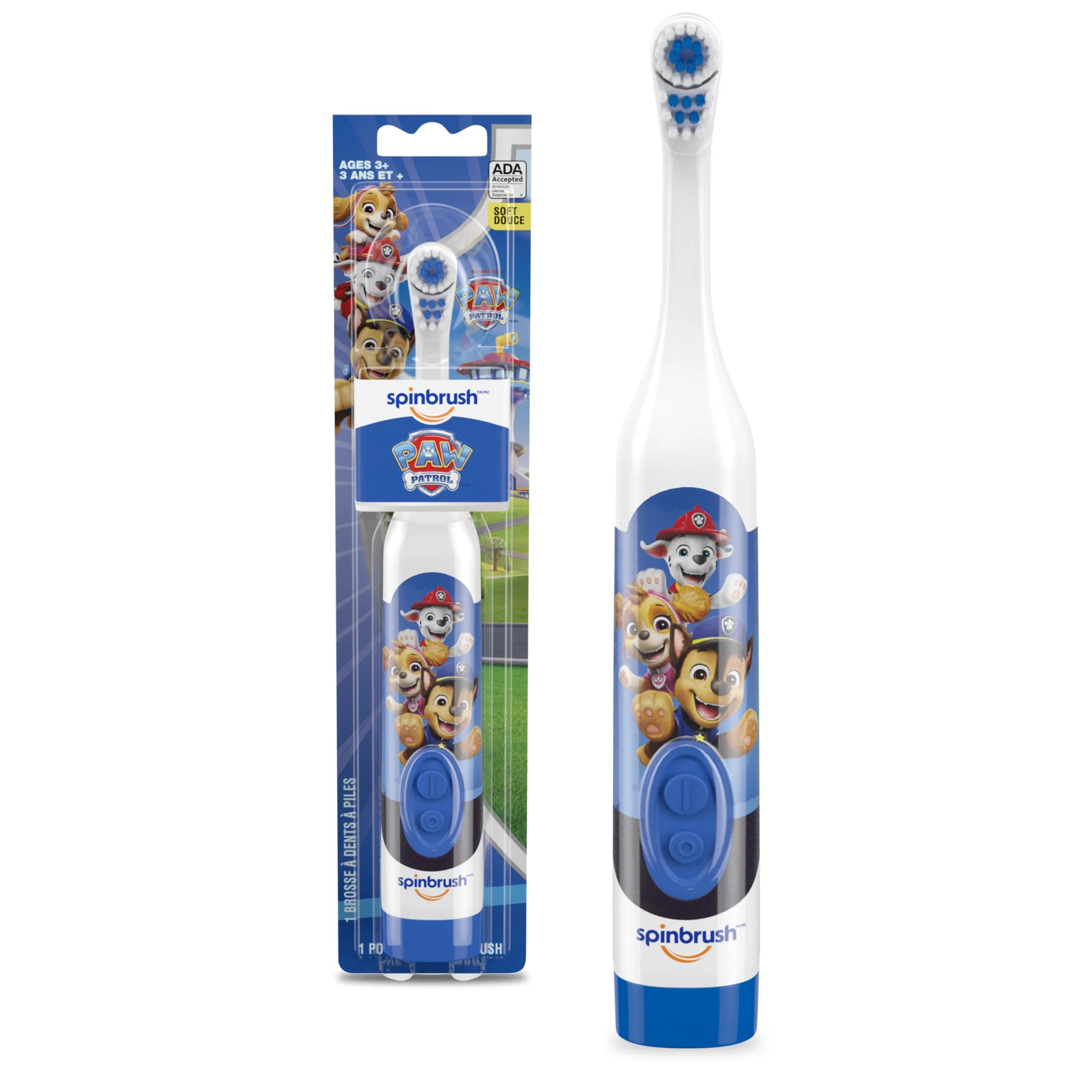 PAW Patrol Spinbrush Kids Battery-Powered Toothbrush, Soft Bristles, Ages 3+, Character May Vary | Walmart (US)