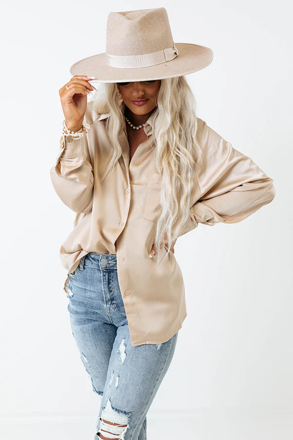 Everyday Rumors Satin Top In Iced Latte | Impressions Online Boutique