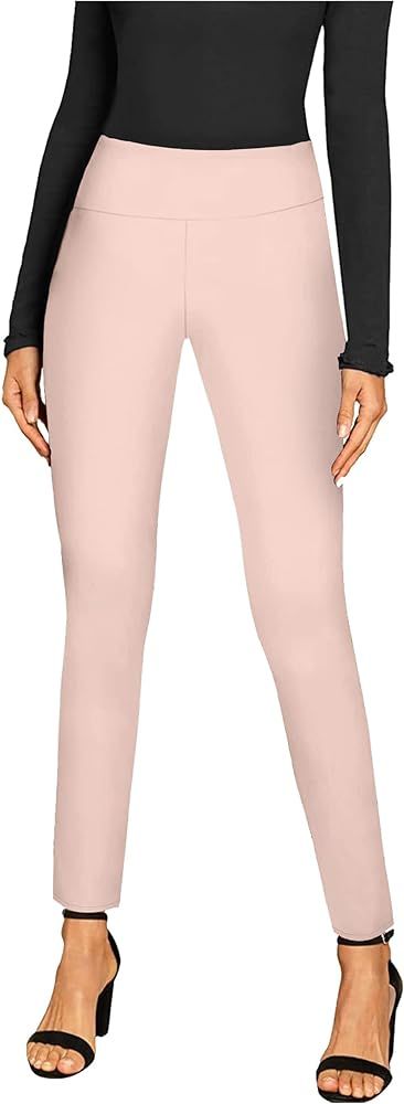 Hybrid & Company Women Stretch Skinny Dress Pants Nylon Ponte Pull On Office Leggings Trousers | Amazon (US)