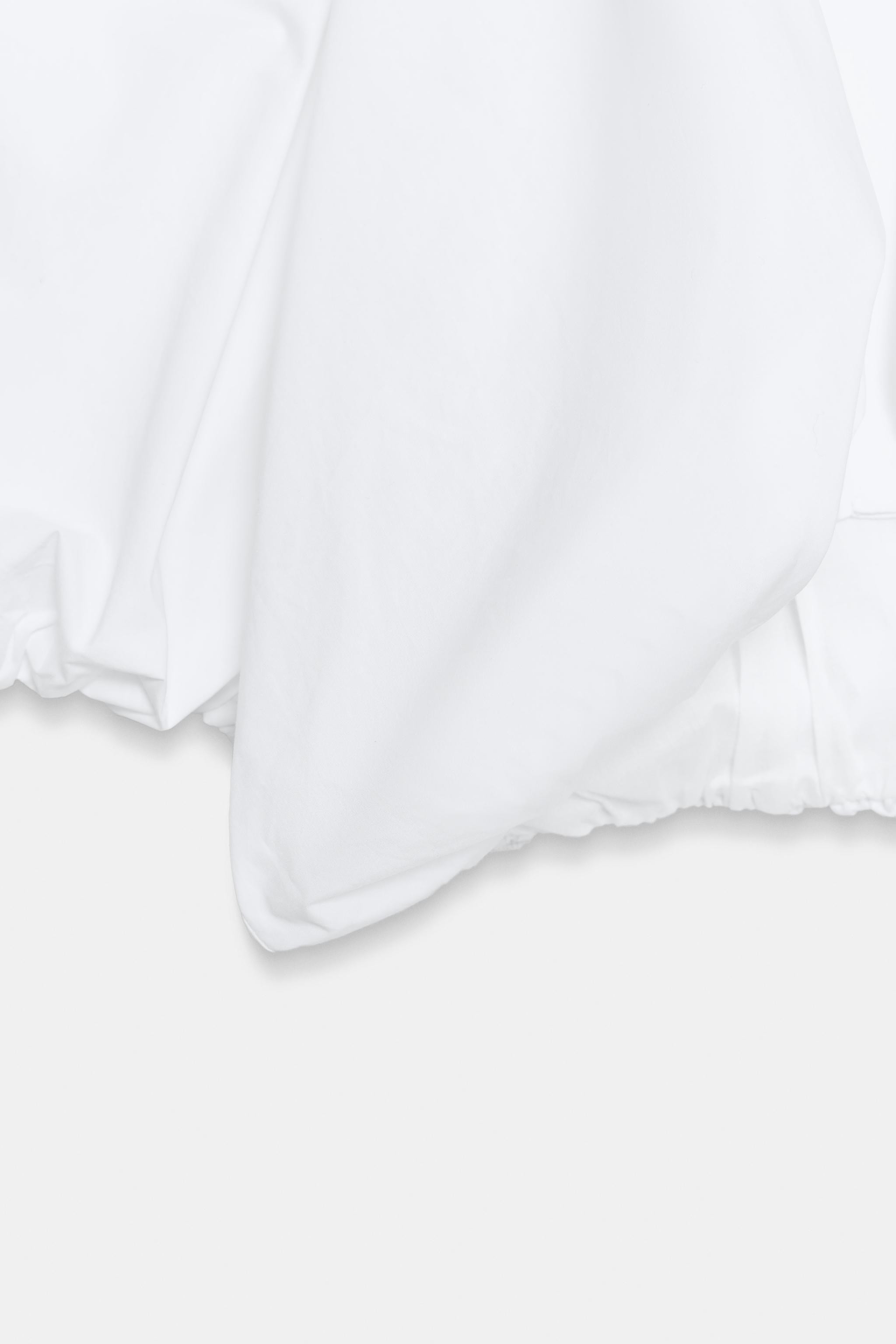 PUFF SLEEVE POPLIN CROP TOP | Zara UK