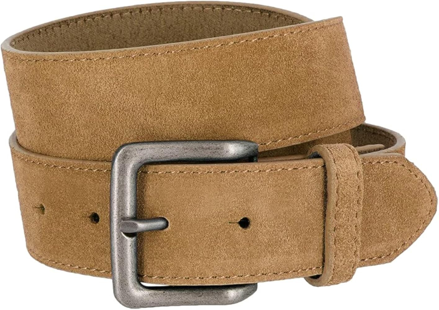 Square Buckle Casual Jean Suede Leather Belt 1 1/2" Wide | Amazon (US)