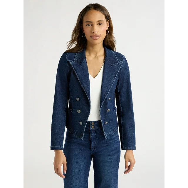 Sofia Jeans Women's Fitted Denim Blazer, Sizes XS-XXXL - Walmart.com | Walmart (US)