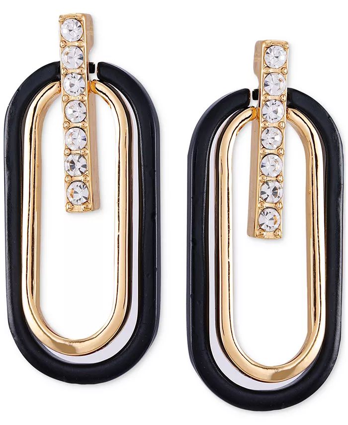 Gold-Tone Crystal Bar & Color Oval Drop Earrings | Macy's