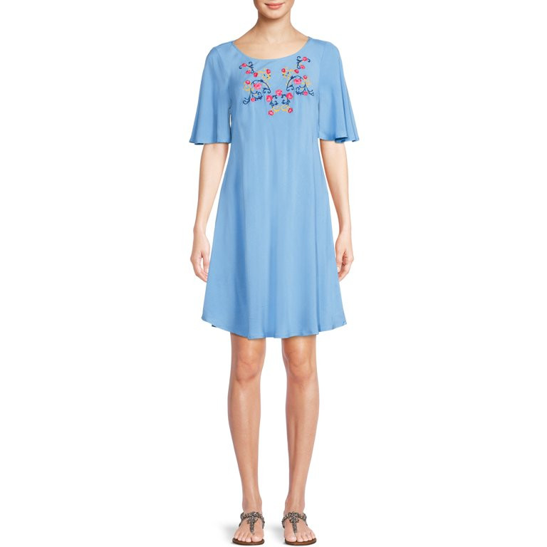 The Pioneer Woman Mommy & Me Embroidered Dress with Flutter Sleeves, Women's - Walmart.com | Walmart (US)