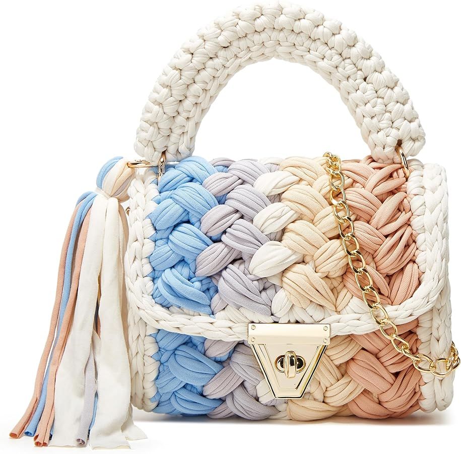 Tote Purse Crossbody Bags for Women Chunky Yarn Knit Shoulder Bag Crochet Handbags Handwoven Tote... | Amazon (US)