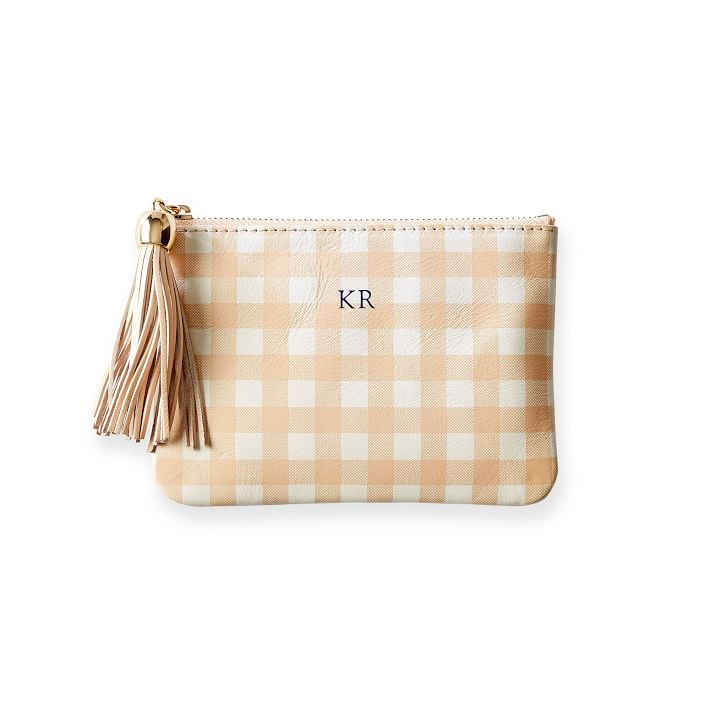 Leather Tassel Zipper Pouch, Foil Debossed | Mark and Graham