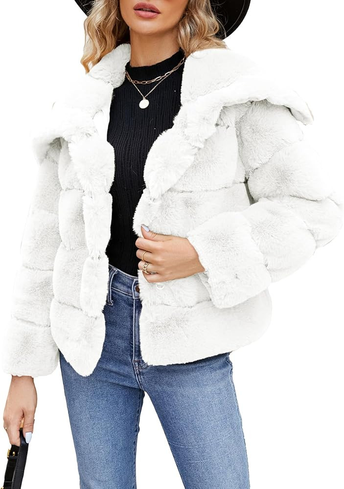 Simplee Apparel Womens Faux Fur Coat Fleece Cropped Jacket Long Sleeve Fur Coats Warm Winter Jack... | Amazon (US)