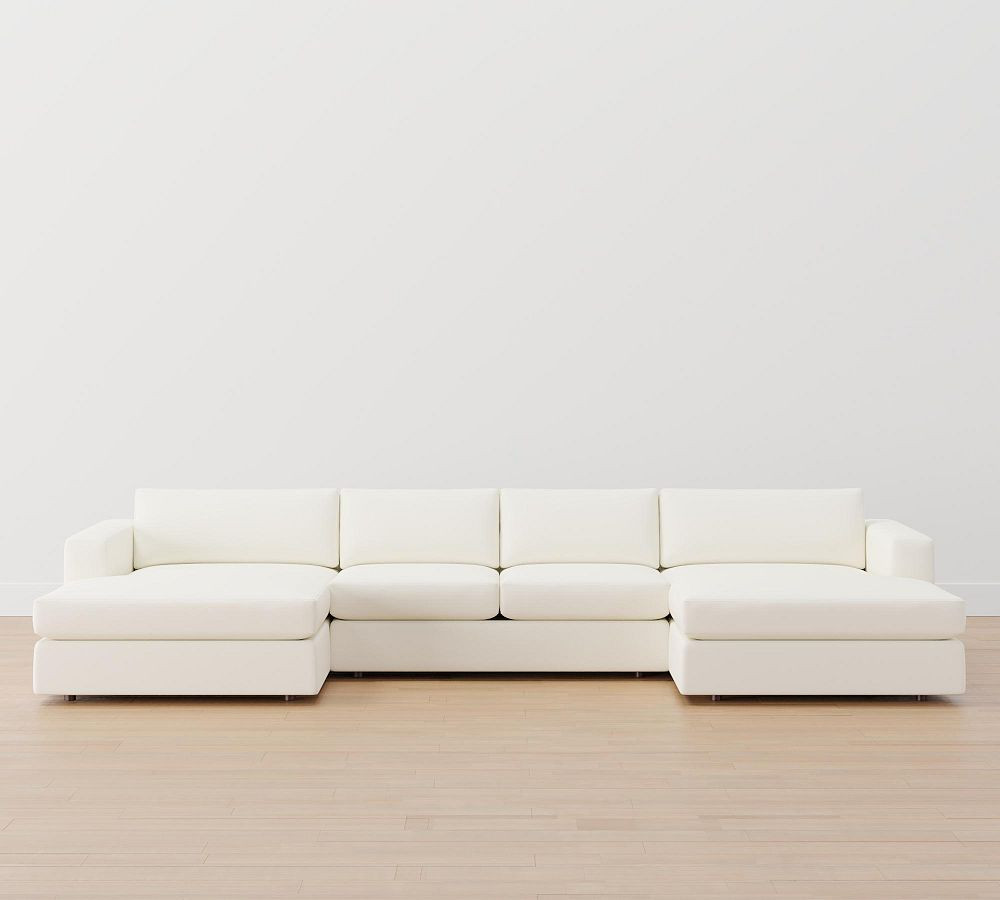 Carmel Square Wide Arm Upholstered U-Shaped Double Wide Chaise Sectional | Pottery Barn (US)