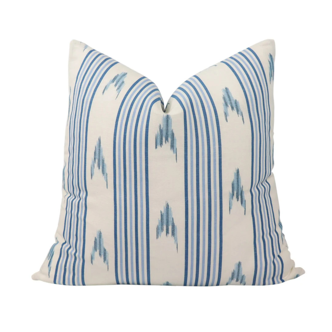 Schumacher Santa Barbara Ikat Pillow Cover in Indigo 74220 // Designer Pillow // High End Pillow ... | Etsy (US)