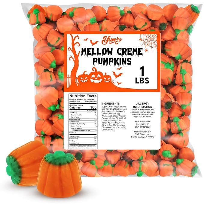 Yumzo Halloween Pumpkins Candy, 1lb Pack of Pumpkin Mellowcreme Candy, Ideal Halloween Candies Bu... | Amazon (US)