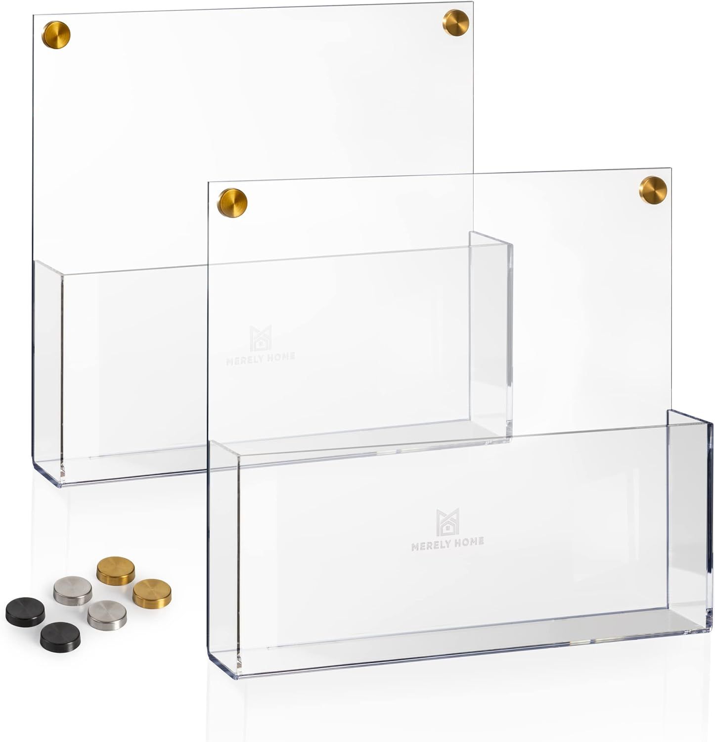 2 Pack Premium Clear Acrylic Wall File Organizer | Mail Holder Wall Mount | Wall Organizer for Of... | Amazon (US)