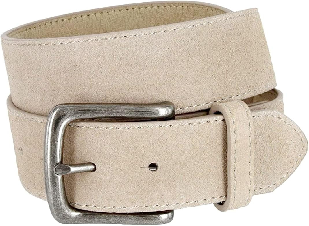 Rounded Edge Buckle Casual Jean Suede Leather Belt 1 1/2" Wide for Women | Amazon (US)