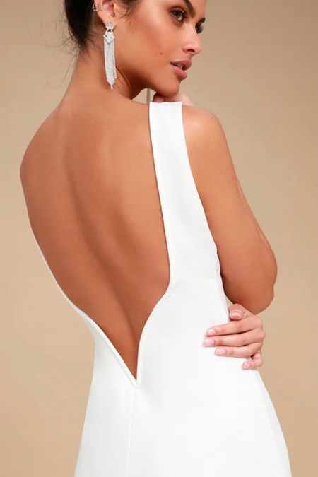 This white rehearsal dinner dress with an open back is so sexy! 

#LTKunder50 #LTKwedding #LTKFind