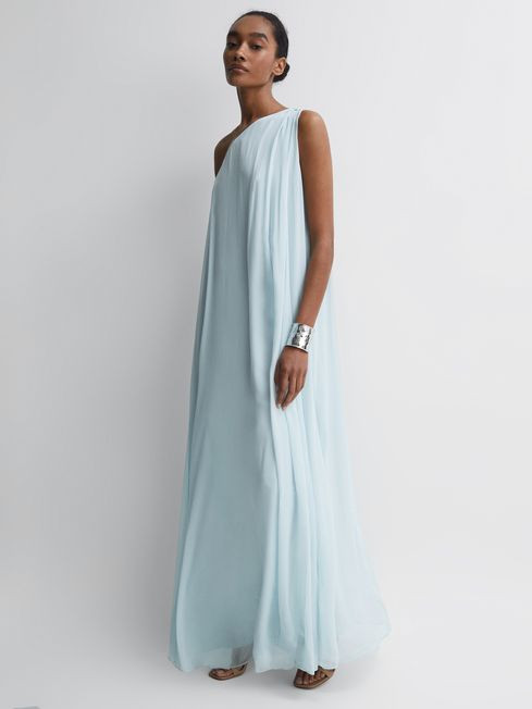 Reiss Green Charly One Shoulder Maxi Dress | Reiss UK