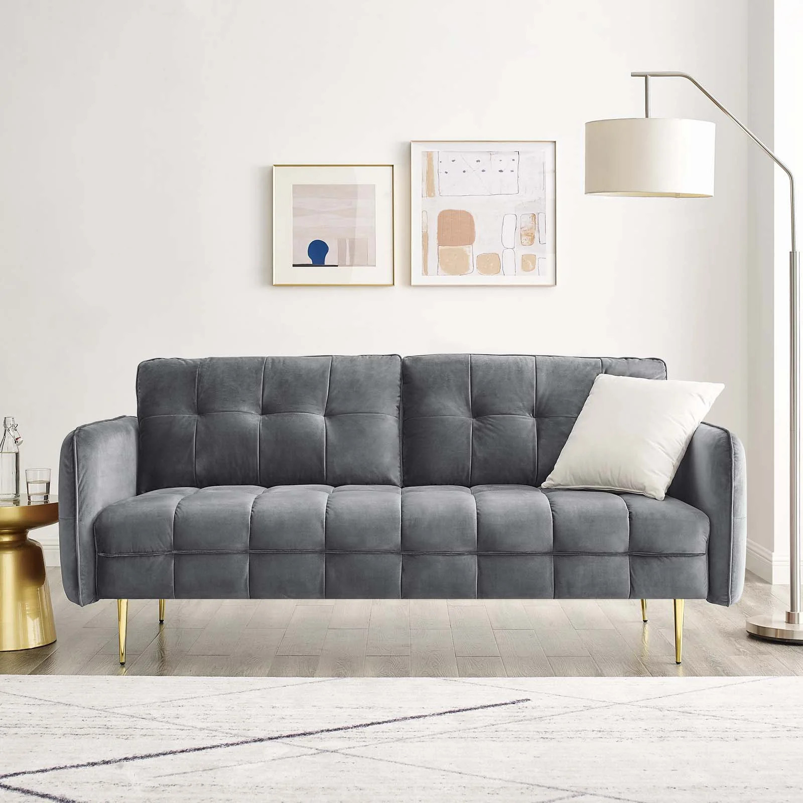 Modway Cameron Sofa, Gray Velvet | Walmart (US)