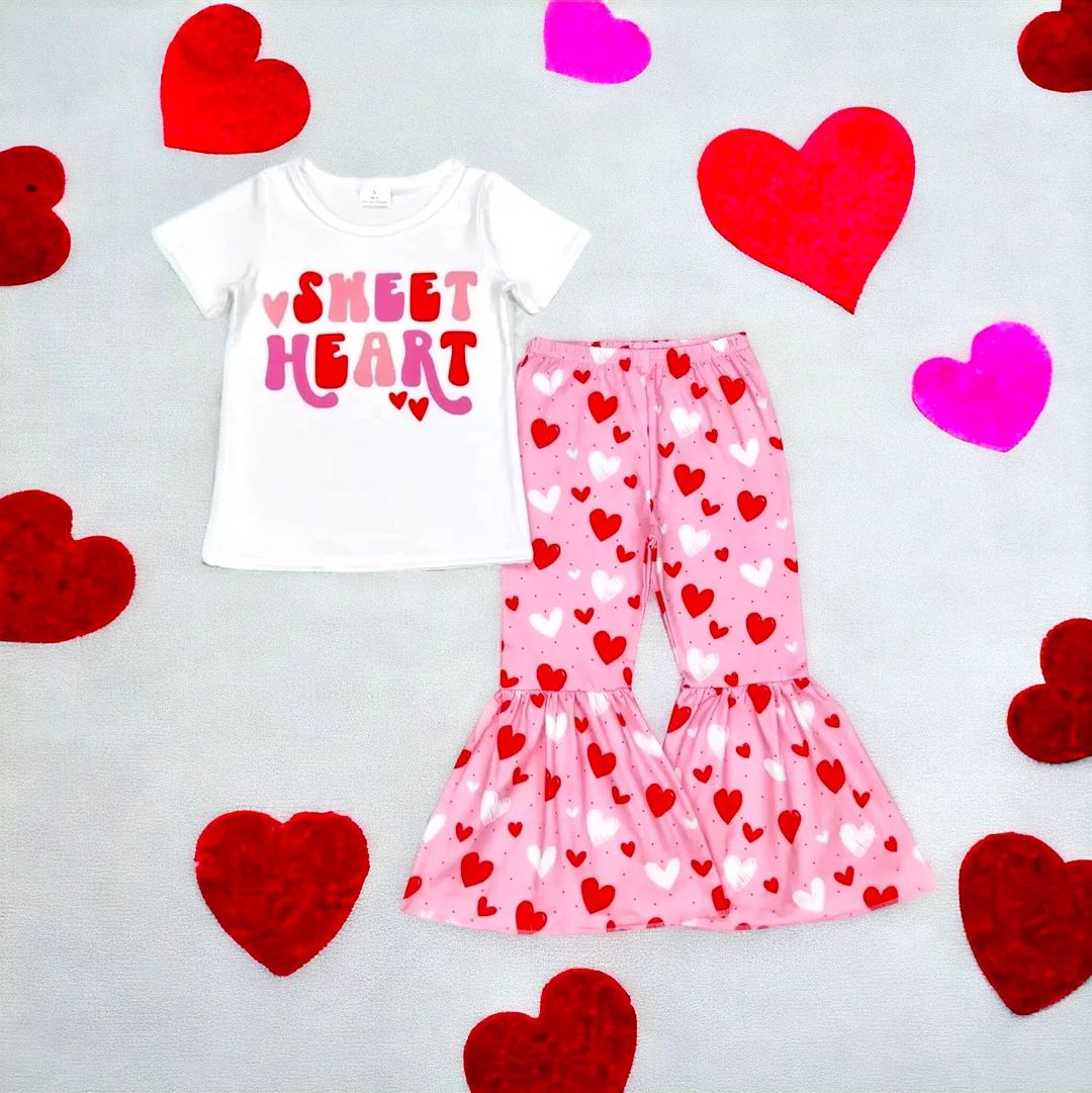 Sweetheart Top and Bell Bottom Set 3 Valentines Kids / Toddler - Etsy | Etsy (US)