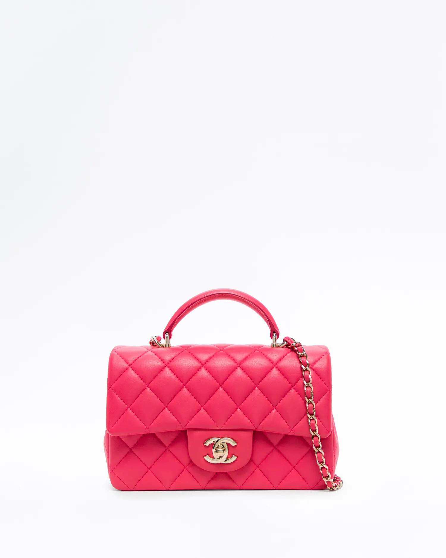 Lambskin Top Handle Mini Flap Bag | Vivrelle