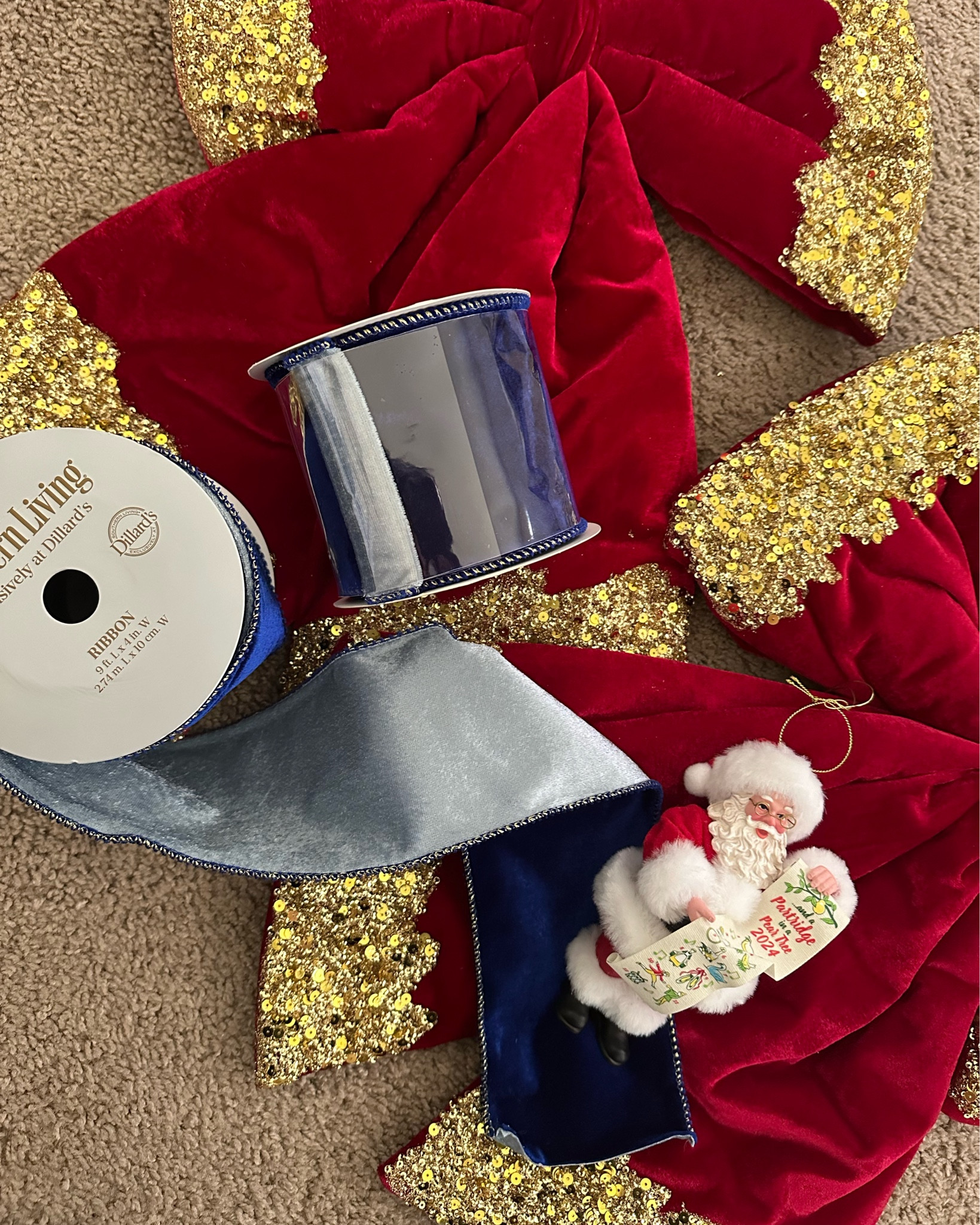 classic red Santa ornament | 2024 holiday decor | red and white Christmas decorations | Southern Living velvet double sided 4” wired ribbon | blue and white chinoiserie holiday decor | XL oversized red velvet bow ornament stuffers

#LTKHoliday #LTKSeasonal #LTKHome