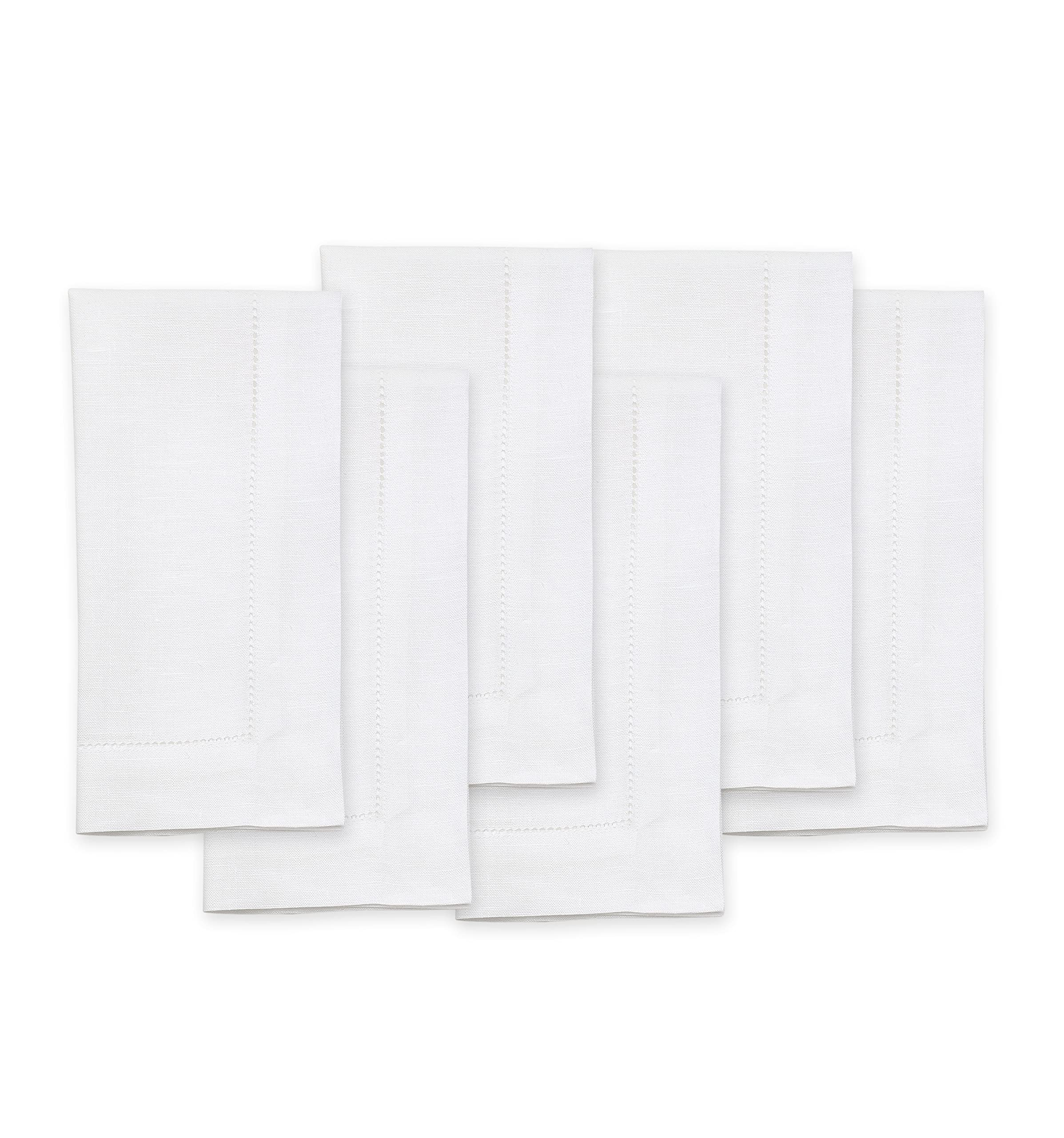 Solino Home White Linen Napkins Set of 6-100% Pure Linen Hemstitch Dinner Napkins 20 x 20 Inch fo... | Amazon (US)