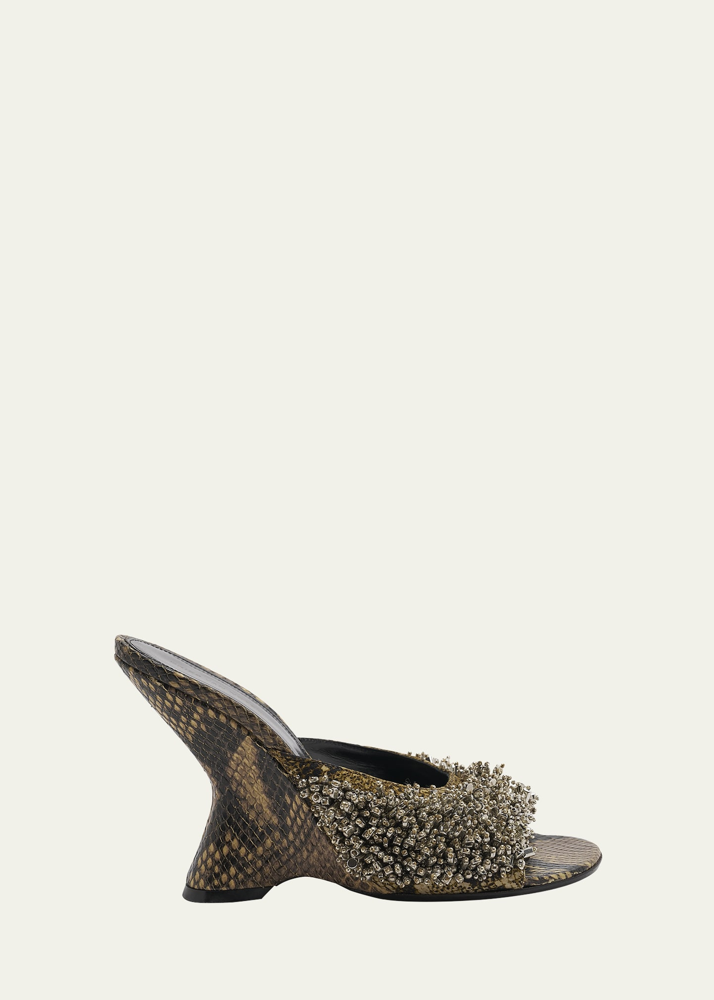 Embellished Snake-Print Wedge Sandals | Bergdorf Goodman