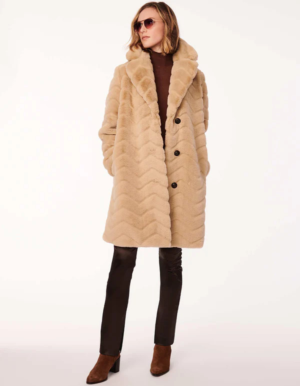 Zigzag Vegan Fur Coat | Bernardo Fashions
