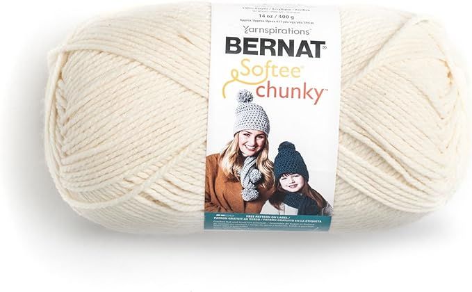 Bernat 16113030008 Big Ball Chunky Solid Yarn, 14oz, Super Bulky 6 Gauge, 100% Acrylic - Cream - ... | Amazon (US)