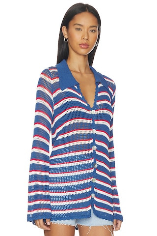 Button Up Coverup in Montauk Stripe Crochet | Revolve Clothing (Global)