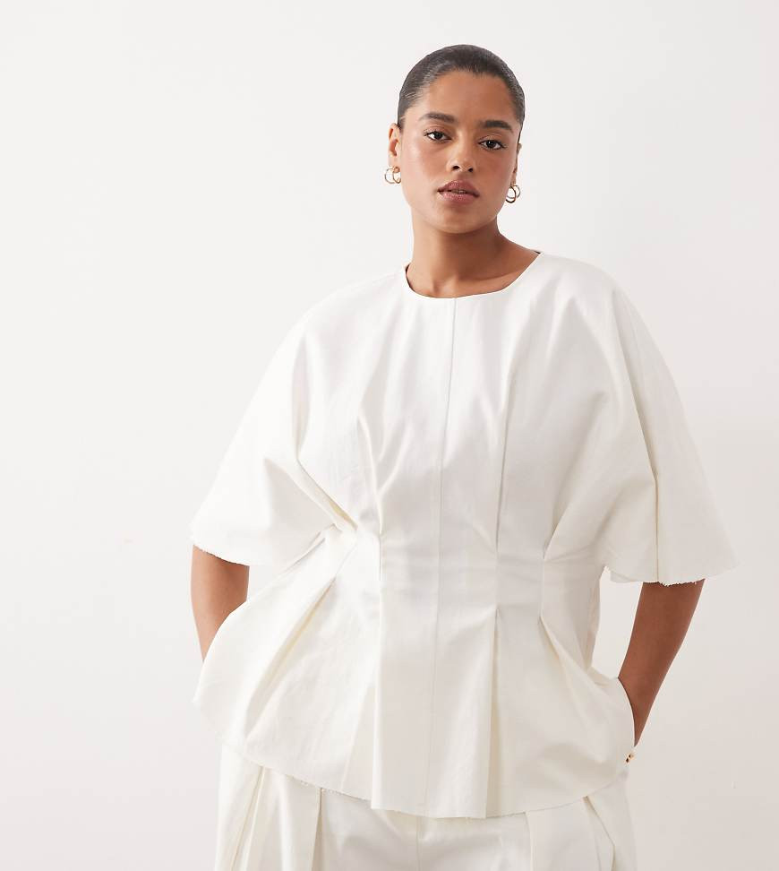 ARRANGE Curve pleated cinched waist tee in white (Part of a set) | ASOS (Global)