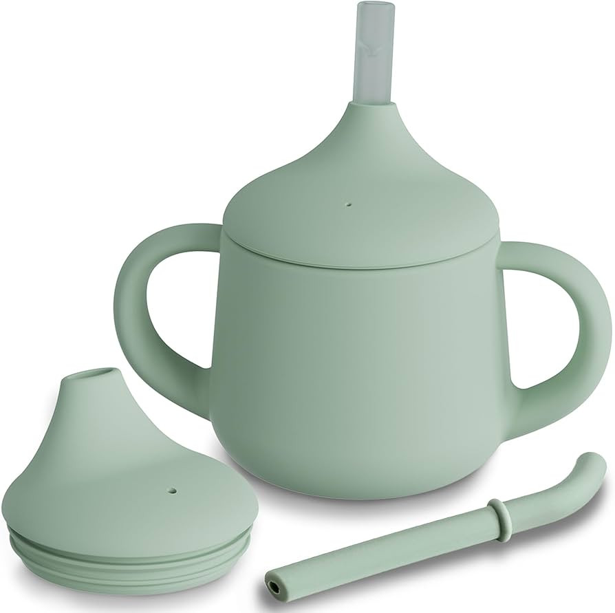 Moonkie Silicone Baby Sippy Cup 6+ Months with 2 Straws (Free Flow & Leak-Proof Valve) | 3 Stage ... | Amazon (UK)