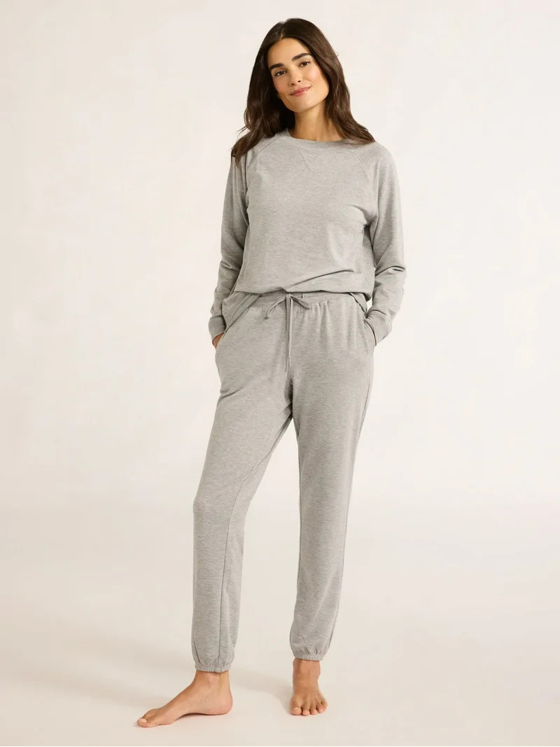 Joyspun Women's and Women’s Plus French Terry Sweatshirt and Joggers Set, 2-Piece, Sizes XS to ... | Walmart (US)