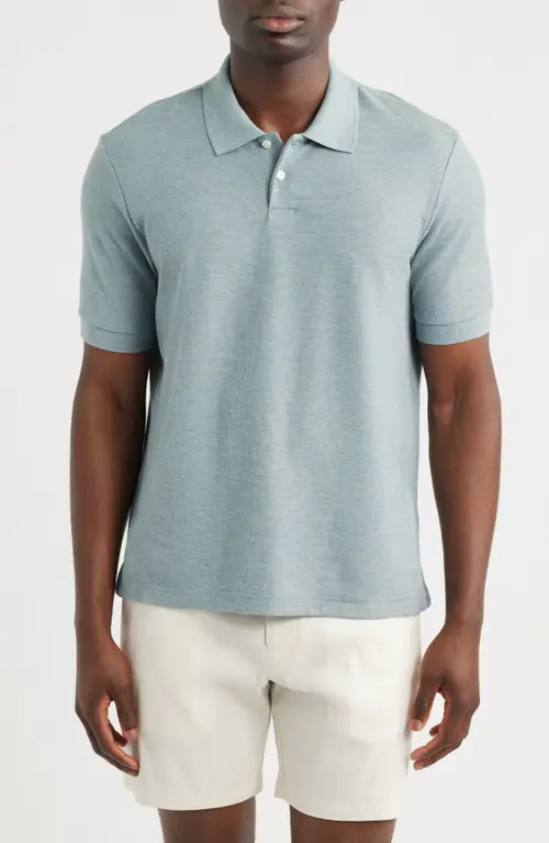 Nordstrom Pima Cotton Piqué Polo in Blue Spruce Heather at Nordstrom, Size Large | Nordstrom