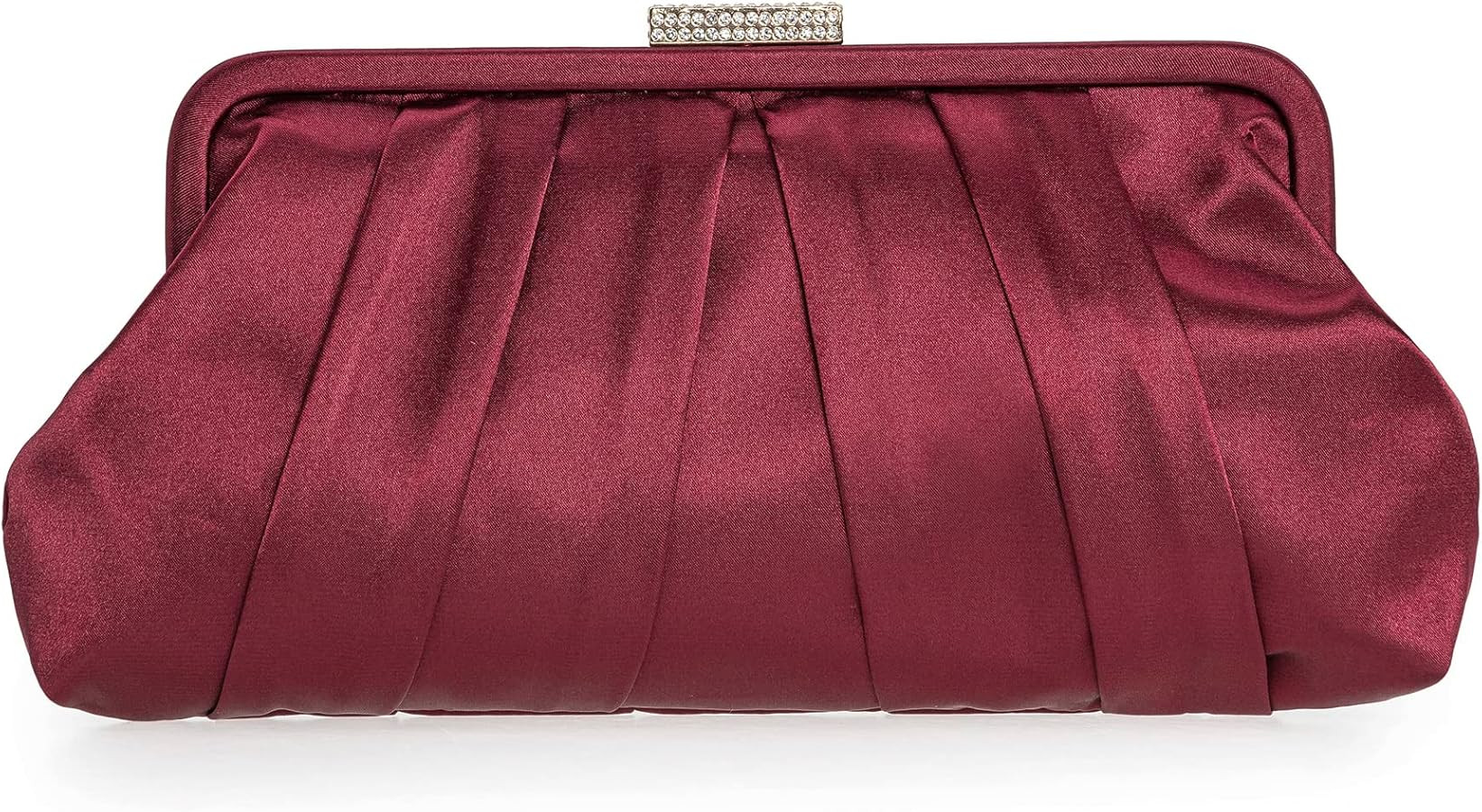 CHARMING TAILOR Classic Pleated Satin Clutch Bag Diamante Embellished Formal Handbag for Wedding/... | Amazon (US)