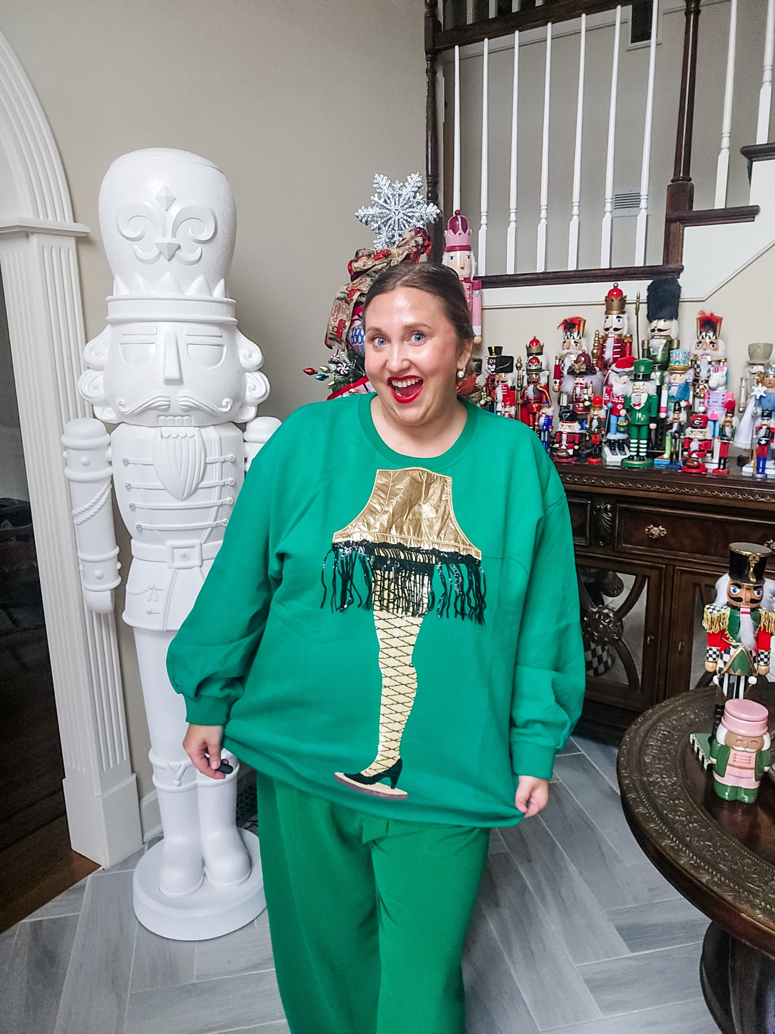 More queen of sparkles being worn for the Holiday season. This one of course is my husbands favorite haha #christmas #vintage #leglamp #livinglargeinlilly 

#LTKSeasonal #LTKHoliday #LTKPlusSize