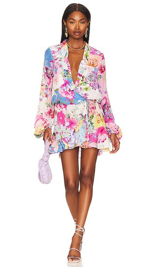 Aster Long Sleeve Mini Dress in Multi | Revolve Clothing (Global)
