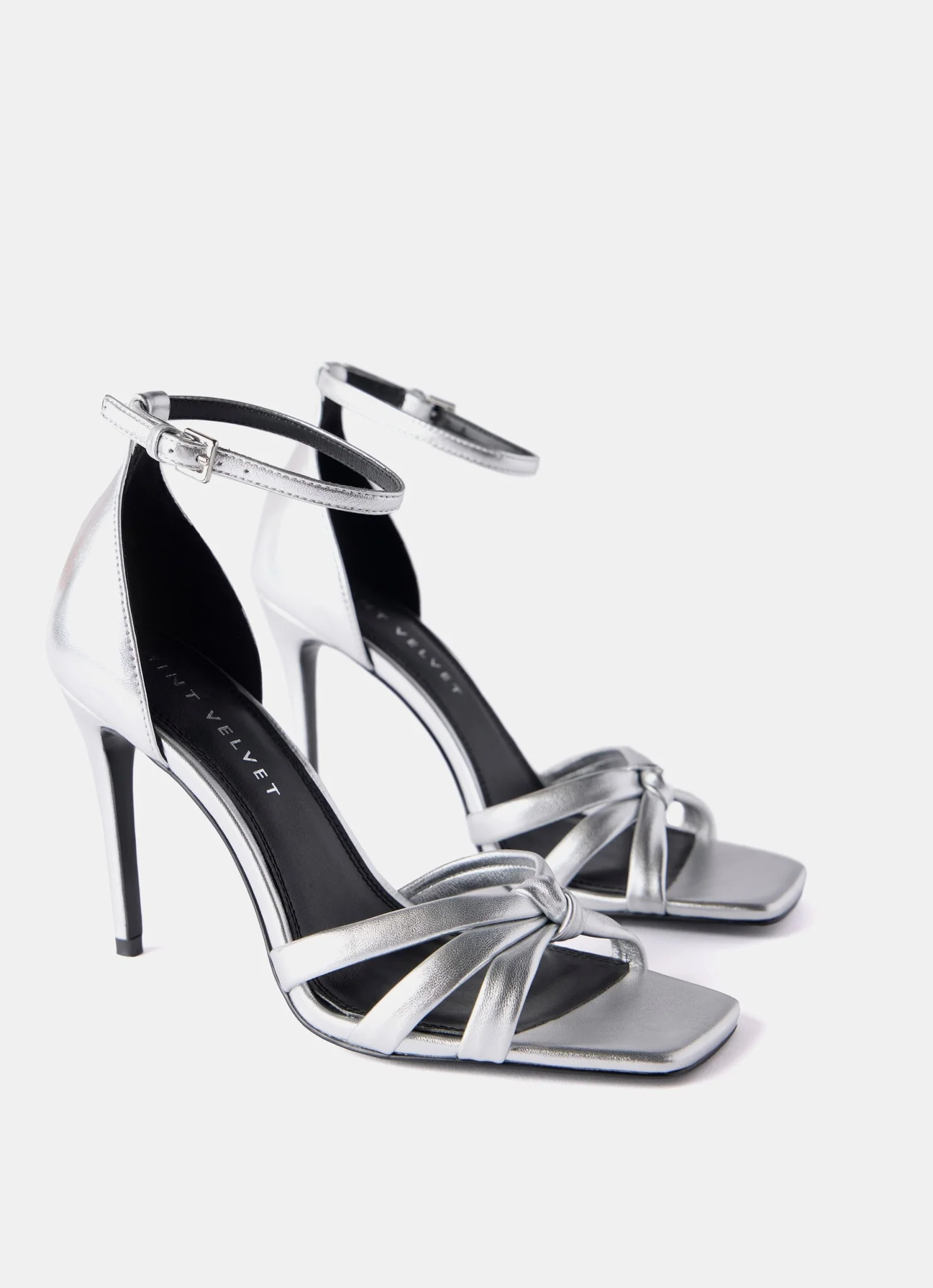 Silver Strappy High Heeled Sandals | Mint Velvet