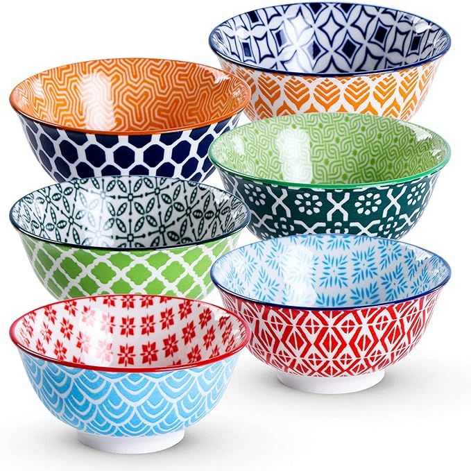 Ceramic Cereal Bowls, Lareina 23 Ounce Bowls Set, Porcelain Bowls for Kitchen, Vibrant Colors bow... | Amazon (US)