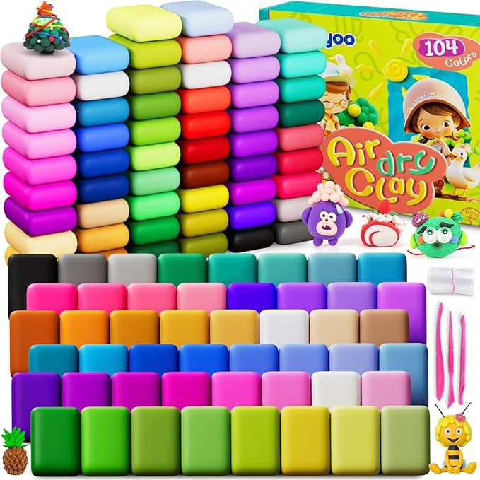 Air Dry Clay 104 Colors, Modeling Clay for Kids, DIY Model Magic Clay, Soft and Non-Sticky, Color... | Amazon (US)