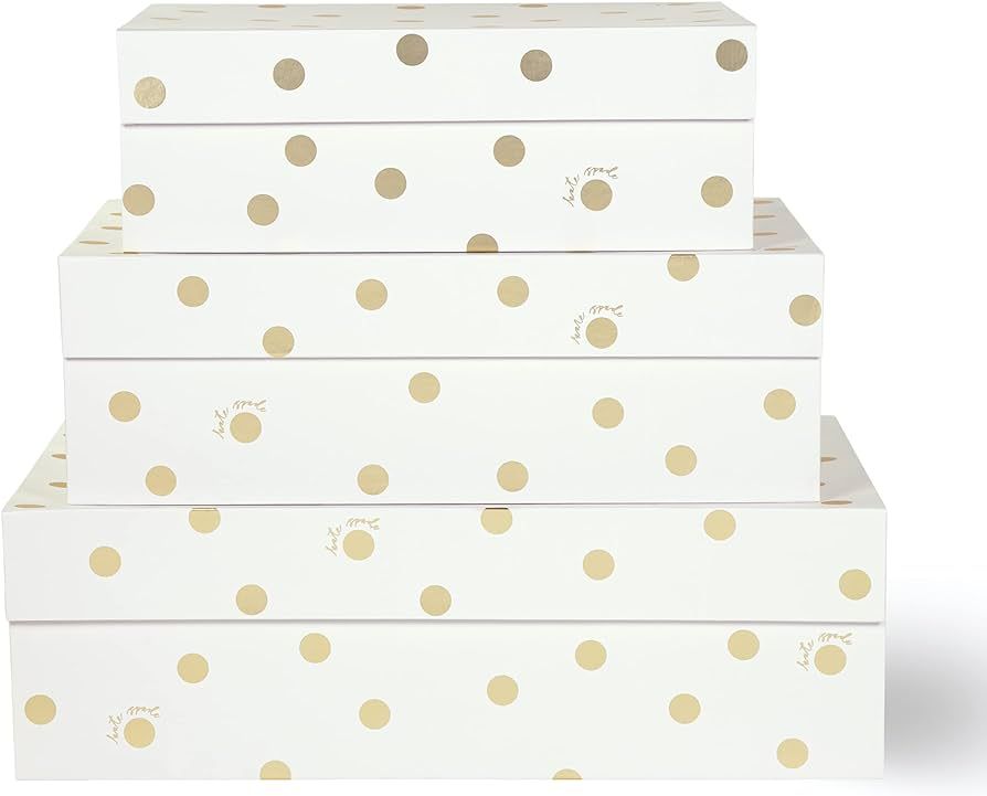 Kate Spade New York Decorative Storage Boxes with Lids, 3 Pack Sturdy Organizer Storage Bins, Inc... | Amazon (US)