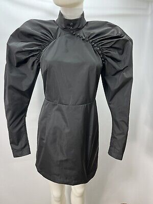 ROTATE Birger Christensen Kim Black Puff Sleeve Mini Dress 34 - US 4/6 Buttons | eBay UK